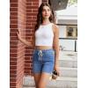 image:imageluvamia Jean Shorts for Women High Waisted Trendy Drawstring Stretchy Denim Shorts Summer Casual Jorts with PocketsMedium Blue