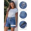 image:imageluvamia Jean Shorts for Women High Waisted Trendy Drawstring Stretchy Denim Shorts Summer Casual Jorts with PocketsMedium Blue
