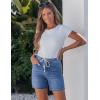 image:imageluvamia Jean Shorts for Women High Waisted Trendy Drawstring Stretchy Denim Shorts Summer Casual Jorts with PocketsMedium Blue