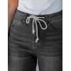 image:imageluvamia Jean Shorts for Women High Waisted Trendy Drawstring Stretchy Denim Shorts Summer Casual Jorts with PocketsWashed Black