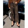 image:imageluvamia Wide Leg Jeans for Women High Waisted Leopard Cheetah Print Stretch Cropped Denim Pants Patch Pocket Flare JeansBrown Leopard