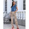 image:imageluvamia Wide Leg Jeans for Women High Waisted Leopard Cheetah Print Stretch Cropped Denim Pants Patch Pocket Flare JeansSandshell Leopard