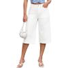 image:imageluvamia Capri Jeans for Women Wide Leg Trendy High Waisted Casual Summer Stretchy Denim Culottes Capri Pants with PocketCream White