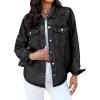image:imageluvamia Denim Jackets for Women Trendy Long Sleeve Distressed Jean Button Down Shirts Jacket Shacket Trucker JacketWashed Black