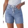 image:imageluvamia Jean Shorts for Women High Waisted Trendy Drawstring Stretchy Denim Shorts Summer Casual Jorts with PocketsBay Blue