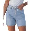 image:imageluvamia Jean Shorts for Women High Waisted Trendy Drawstring Stretchy Denim Shorts Summer Casual Jorts with PocketsCool Blue