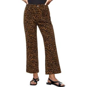 image:imageluvamia Wide Leg Jeans for Women High Waisted Leopard Cheetah Print Stretch Cropped Denim Pants Patch Pocket Flare JeansBrown Cheetah