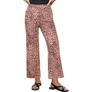 image:imageluvamia Wide Leg Jeans for Women High Waisted Leopard Cheetah Print Stretch Cropped Denim Pants Patch Pocket Flare JeansPink Leopard