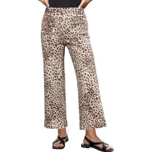 image:imageluvamia Wide Leg Jeans for Women High Waisted Leopard Cheetah Print Stretch Cropped Denim Pants Patch Pocket Flare JeansSandshell Leopard