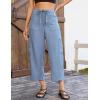image:imageluvamia Barrel Jeans for Women Trendy Wide Leg High Rise Baggy Pull On Elastic Waist Button Fly Drawstring Denim PantsAiry Blue