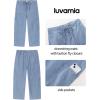 image:imageluvamia Barrel Jeans for Women Trendy Wide Leg High Rise Baggy Pull On Elastic Waist Button Fly Drawstring Denim PantsAiry Blue