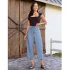 image:imageluvamia Barrel Jeans for Women Trendy Wide Leg High Rise Baggy Pull On Elastic Waist Button Fly Drawstring Denim PantsAiry Blue