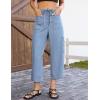image:imageluvamia Barrel Jeans for Women Trendy Wide Leg High Rise Baggy Pull On Elastic Waist Button Fly Drawstring Denim PantsAiry Blue