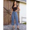 image:imageluvamia Barrel Jeans for Women Trendy Wide Leg High Rise Baggy Pull On Elastic Waist Button Fly Drawstring Denim PantsBrilliant Blue