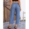 image:imageluvamia Barrel Jeans for Women Trendy Wide Leg High Rise Baggy Pull On Elastic Waist Button Fly Drawstring Denim PantsBrilliant Blue