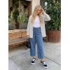 image:imageluvamia Barrel Jeans for Women Trendy Wide Leg High Rise Baggy Pull On Elastic Waist Button Fly Drawstring Denim PantsBrilliant Blue
