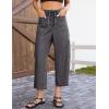 image:imageluvamia Barrel Jeans for Women Trendy Wide Leg High Rise Baggy Pull On Elastic Waist Button Fly Drawstring Denim PantsDust Black