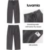 image:imageluvamia Barrel Jeans for Women Trendy Wide Leg High Rise Baggy Pull On Elastic Waist Button Fly Drawstring Denim PantsDust Black
