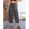 image:imageluvamia Barrel Jeans for Women Trendy Wide Leg High Rise Baggy Pull On Elastic Waist Button Fly Drawstring Denim PantsDust Black