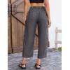 image:imageluvamia Barrel Jeans for Women Trendy Wide Leg High Rise Baggy Pull On Elastic Waist Button Fly Drawstring Denim PantsDust Black