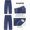 image:imageluvamia Barrel Jeans for Women Trendy Wide Leg High Rise Baggy Pull On Elastic Waist Button Fly Drawstring Denim PantsNightfall Blue