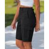 image:imageluvamia Bermuda Shorts for Women Knee Length Casual Summer Mid Rise Cargo Pockets Knit Elastic Waist 11 Inch Inseam ShortsBlack