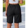 image:imageluvamia Bermuda Shorts for Women Knee Length Casual Summer Mid Rise Cargo Pockets Knit Elastic Waist 11 Inch Inseam ShortsBlack