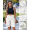 image:imageluvamia Bermuda Shorts for Women Knee Length Casual Summer Mid Rise Cargo Pockets Knit Elastic Waist 11 Inch Inseam ShortsCream White
