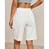 image:imageluvamia Bermuda Shorts for Women Knee Length Casual Summer Mid Rise Cargo Pockets Knit Elastic Waist 11 Inch Inseam ShortsCream White