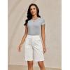 image:imageluvamia Bermuda Shorts for Women Knee Length Casual Summer Mid Rise Cargo Pockets Knit Elastic Waist 11 Inch Inseam ShortsCream White