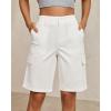 image:imageluvamia Bermuda Shorts for Women Knee Length Casual Summer Mid Rise Cargo Pockets Knit Elastic Waist 11 Inch Inseam ShortsCream White