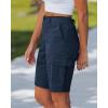image:imageluvamia Bermuda Shorts for Women Knee Length Casual Summer Mid Rise Cargo Pockets Knit Elastic Waist 11 Inch Inseam ShortsNavy Blue