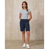 image:imageluvamia Bermuda Shorts for Women Knee Length Casual Summer Mid Rise Cargo Pockets Knit Elastic Waist 11 Inch Inseam ShortsNavy Blue