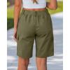 image:imageluvamia Bermuda Shorts for Women Knee Length Casual Summer Mid Rise Cargo Pockets Knit Elastic Waist 11 Inch Inseam ShortsOlive Green