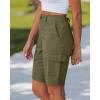 image:imageluvamia Bermuda Shorts for Women Knee Length Casual Summer Mid Rise Cargo Pockets Knit Elastic Waist 11 Inch Inseam ShortsOlive Green