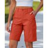 image:imageluvamia Bermuda Shorts for Women Knee Length Casual Summer Mid Rise Cargo Pockets Knit Elastic Waist 11 Inch Inseam ShortsRed Clay