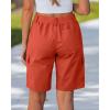 image:imageluvamia Bermuda Shorts for Women Knee Length Casual Summer Mid Rise Cargo Pockets Knit Elastic Waist 11 Inch Inseam ShortsRed Clay