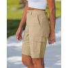 image:imageluvamia Bermuda Shorts for Women Knee Length Casual Summer Mid Rise Cargo Pockets Knit Elastic Waist 11 Inch Inseam ShortsSand
