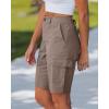 image:imageluvamia Bermuda Shorts for Women Knee Length Casual Summer Mid Rise Cargo Pockets Knit Elastic Waist 11 Inch Inseam ShortsTaupe