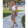 image:imageluvamia Bermuda Shorts for Women Knee Length Casual Summer Mid Rise Cargo Pockets Knit Elastic Waist 11 Inch Inseam ShortsTaupe