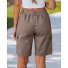 image:imageluvamia Bermuda Shorts for Women Knee Length Casual Summer Mid Rise Cargo Pockets Knit Elastic Waist 11 Inch Inseam ShortsTaupe