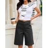 image:imageluvamia Bermuda Shorts for Women Knee Length High Waisted Dressy Casual Patch Pocket Chino Elastic Waist Long ShortsBlack