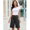 image:imageluvamia Bermuda Shorts for Women Knee Length High Waisted Dressy Casual Patch Pocket Chino Elastic Waist Long ShortsBlack