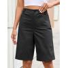 image:imageluvamia Bermuda Shorts for Women Knee Length High Waisted Dressy Casual Patch Pocket Chino Elastic Waist Long ShortsBlack
