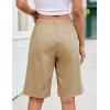 image:imageluvamia Bermuda Shorts for Women Knee Length High Waisted Dressy Casual Patch Pocket Chino Elastic Waist Long ShortsKhaki