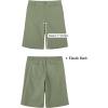 image:imageluvamia Bermuda Shorts for Women Knee Length High Waisted Dressy Casual Patch Pocket Chino Elastic Waist Long ShortsOlivine