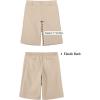 image:imageluvamia Bermuda Shorts for Women Knee Length High Waisted Dressy Casual Patch Pocket Chino Elastic Waist Long ShortsPale Khaki
