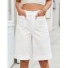 image:imageluvamia Bermuda Shorts for Women Knee Length High Waisted Dressy Casual Patch Pocket Chino Elastic Waist Long ShortsWhite