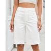image:imageluvamia Bermuda Shorts for Women Knee Length High Waisted Dressy Casual Patch Pocket Chino Elastic Waist Long ShortsWhite