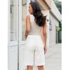 image:imageluvamia Bermuda Shorts for Women Knee Length High Waisted Dressy Casual Patch Pocket Chino Elastic Waist Long ShortsWhite